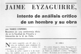 Jaime Eyzaguirre, intento de análisis crítico de un hombre y su obra