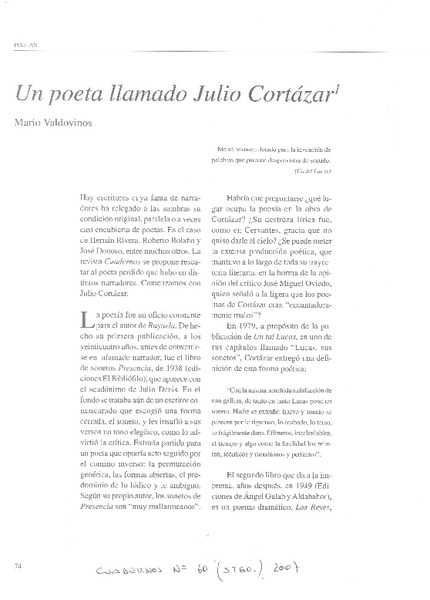 Un poeta llamado Julio Cortázar