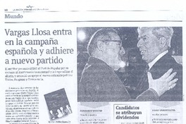 Vargas Llosa entra en la campaña española y adhiere a nuevo partido