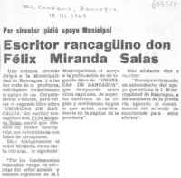 Escritor rancagüino don Félix Miranda Salas.