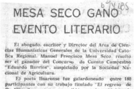 Mesa Seco ganó evento literario.
