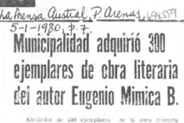 Municipalidad adquirió 300 ejemplares de obra literaria del autor Eugenio Mimica B.