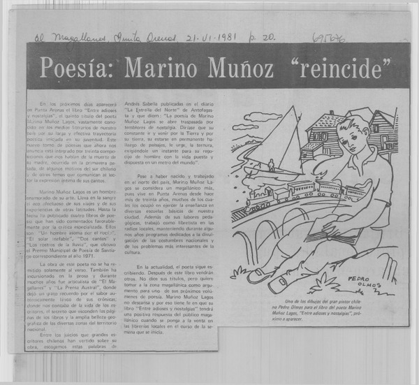 Poesía: Marino Muñoz "reincide".