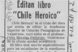 Editan libro "Chile heroico".