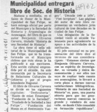 Municipalidad entregará libro de Soc. de Historia.