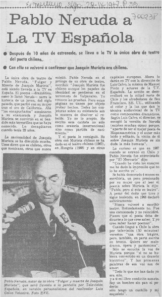 Pablo Neruda a la TV española.