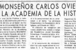 Monseñor Carlos Oviedo a la Academia de la Historia.