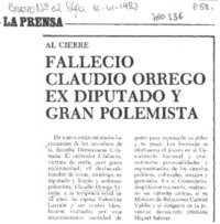 Falleció Claudio Orrego ex diputado y gran polemista.