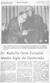 Dr. Rodolfo Oroz cumplió medio siglo de Doctorado.