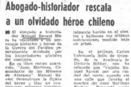 Abogado-historiador rescala a un olvidado héroe chileno.