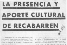 La Presencia y aporte cultural de Recabarren.