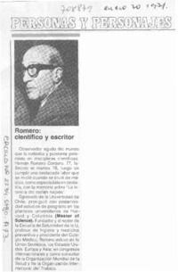 Romero: científico y escritor.