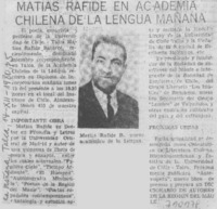 Matías Rafide en Academia Chilena de la Lengua mañana.