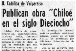Publican obra "Chiloé en el siglo dieciocho".