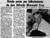 Hondo pesar por fallecimiento de don Alfredo Wormald Cruz.