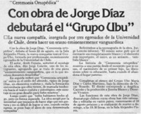 Con obra de Jorge Díaz debutará el "grupo Ubu".