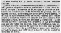 "Chacharacha, y otros relatos".