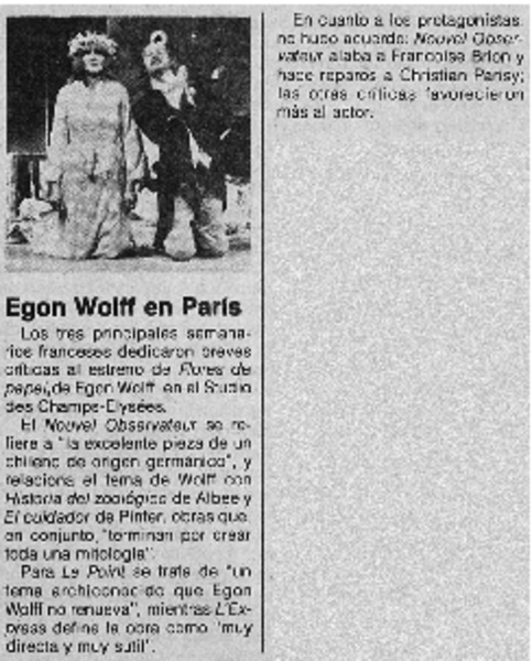 Egon Wolff en París.