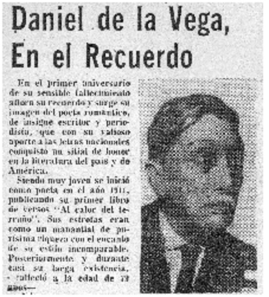 Daniel de la Vega, en el recuerdo.