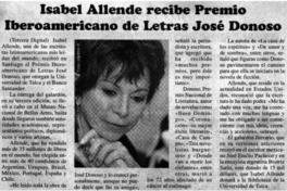 Isabel Allende recibe Premio Iberoamericano de Letra José Donoso.