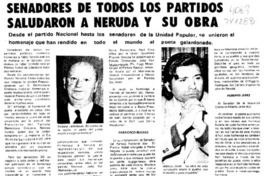 Senadores de todos los partidos saludaron a Neruda y su obra.