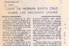 Libro de Hernán Santa Cruz sobre las Naciones Unidas.