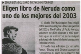 Eligen libro de Neruda como uno de los mejores del 2003