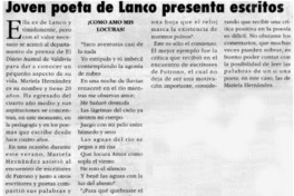 Joven poeta de Lanco presenta escritos