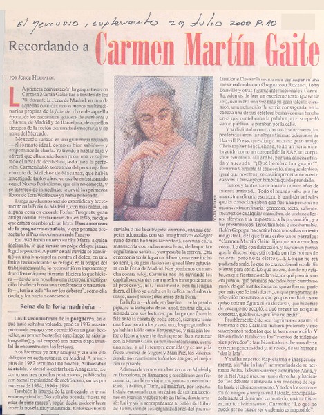 Recordando a Carmen Martín Gaite
