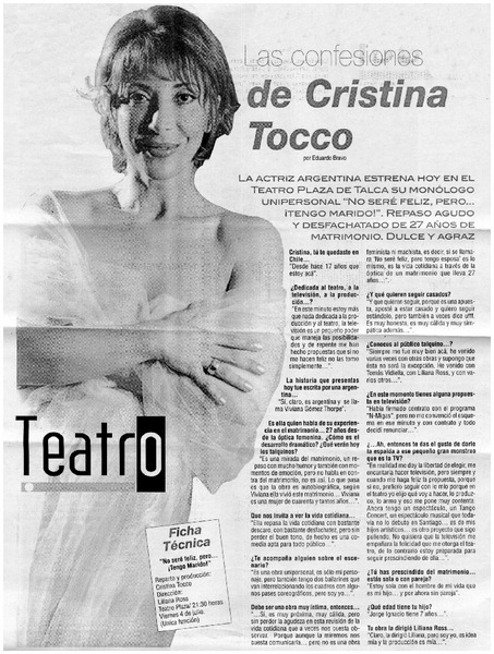 Las confesiones de Cristina Tocco [entrevistas]