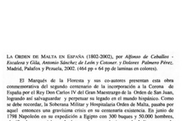 La Orden de Malta en España (1802-2002)