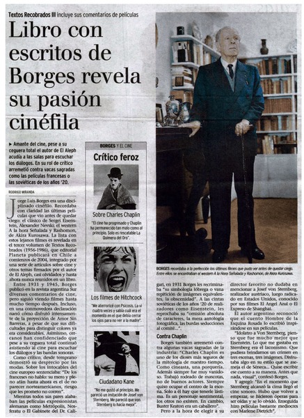 Libro con escritos de Borges revela su pasión cinéfila