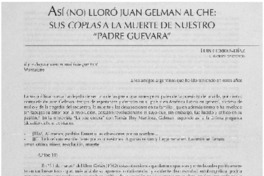Así (no) lloró Juan Gelman al Che: sus coplas ala muerte de nuestro "Padre Guevara"