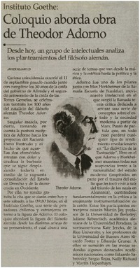 Coloquio aborda obra de Theodor Adorno