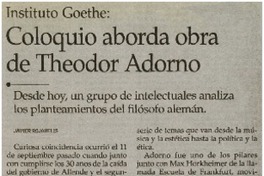 Coloquio aborda obra de Theodor Adorno