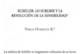 Schiller : lo sublime y la revolución de la sensibilidad