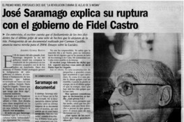 José Saramago explica su ruptura con el gobierno de Fidel Castro