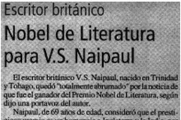 Nobel de literatura para V. S. Naipaul