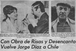 Con Obra derisas y desencanto vuelve Jorge Díaz a Chile.