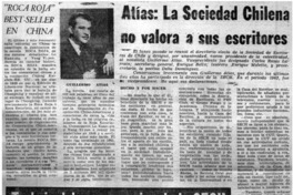 Atías: La Sociedad Chilena no valora a sus escritores.