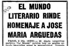 El mundo literario rinde homenaje a José María Arguedas.