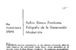 Rufino Blanco Fombona, polígrafo de la generación modernista