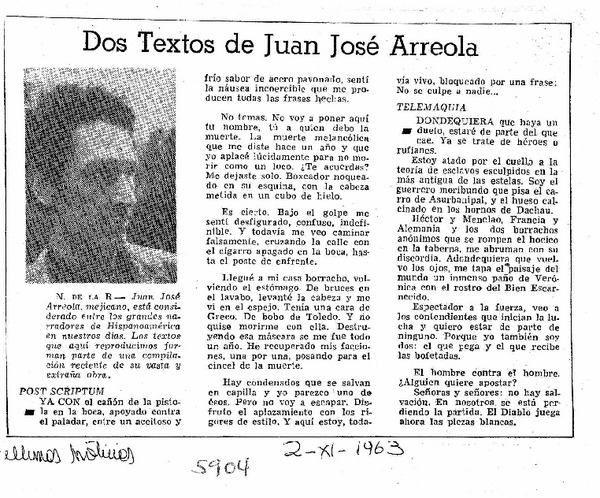 Dos textos de Juan José Arreola.
