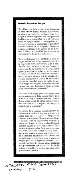 Octavio Paz sobre Borges.