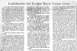 Confidencias del escritor Mario Vargas Llosa.