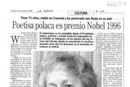 Poetisa polaca es premio Nobel 1996.