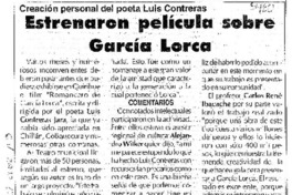 Estrenaron película sobre García Lorca Cración personal del poeta Luis Contreras