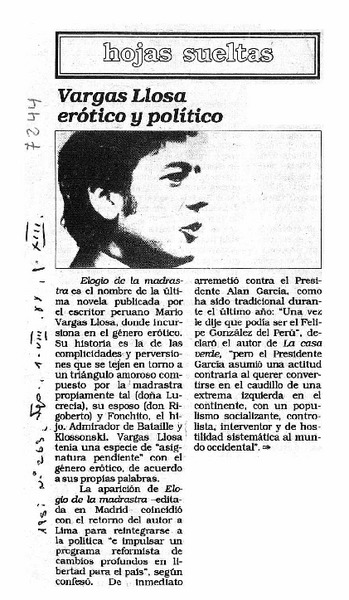 Vargas Llosa erótico y político.