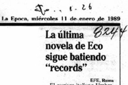 La Ultima novela de Eco sigue batiendo "records".