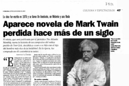 Aparece novela de Mark Twain perdida hace más de un siglo La obra fue escrita en 1876 y se llama Un Asesinato, un misterio y una boda